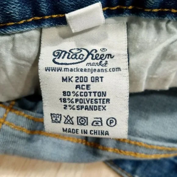 MacKeen Jeans Mk‎ 200 ORT Mens 36x33 Blue Distressed Denim Button Fly Stretch
